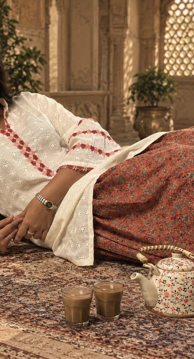 Beige and Rust Patiyala