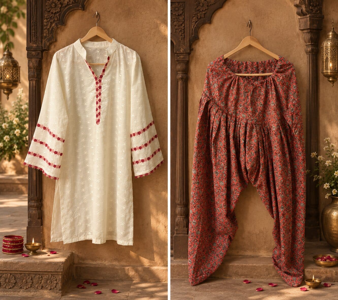 Beige and Rust Patiyala